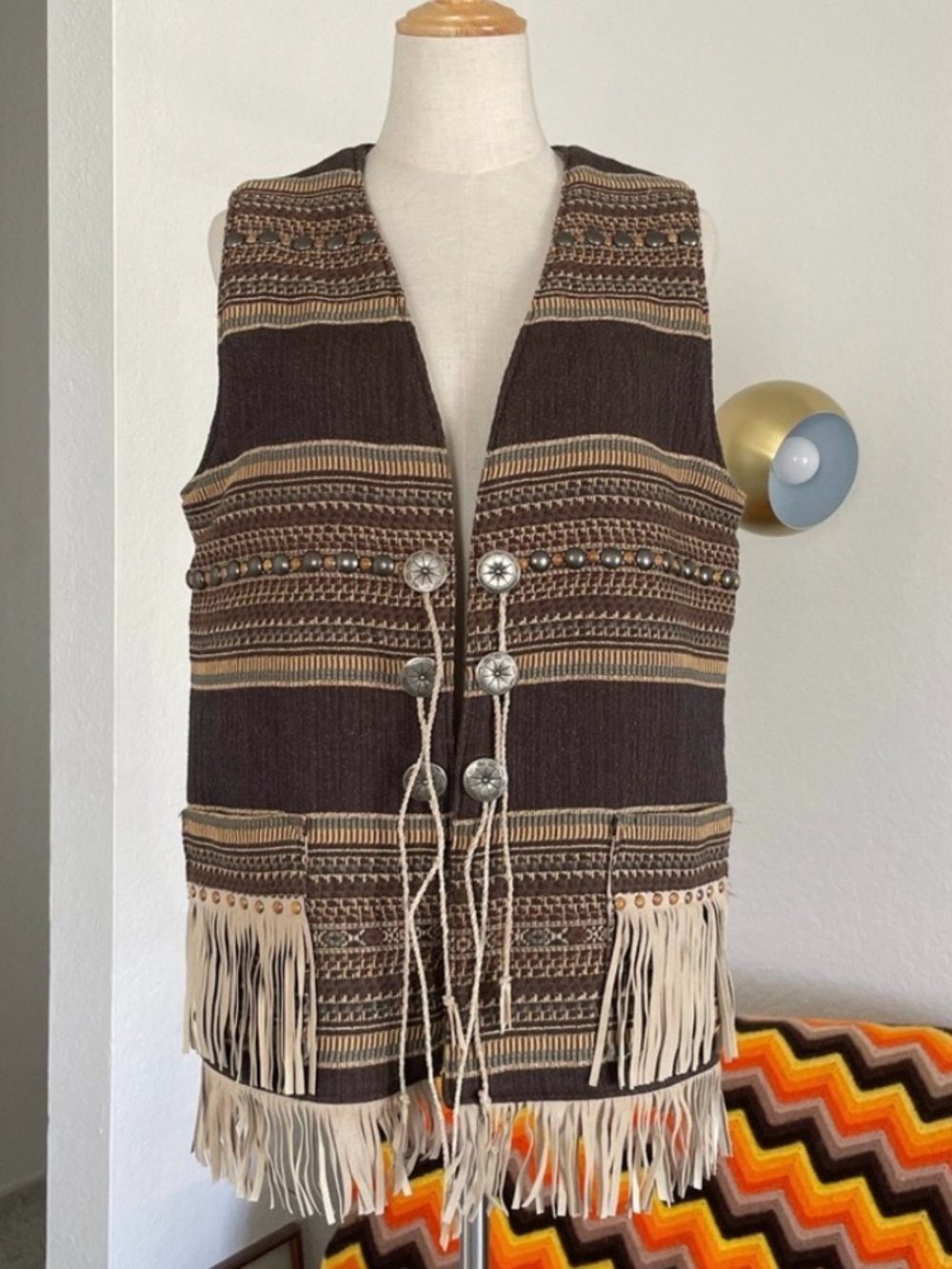 Patricia Wolf Western Cowgirl Cowboy Southwestern Ranch Fringe Vest